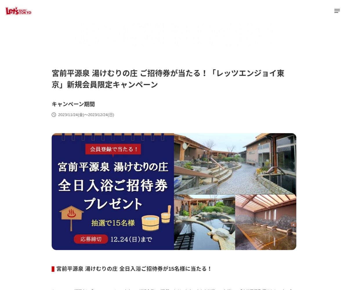 宮前平の湯けむりの庄 入浴・岩盤浴ご招待券 - 施設利用券