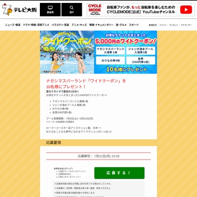 ナガシマスパーランド「ワイドクーポン」（入場券、海水プール入場券