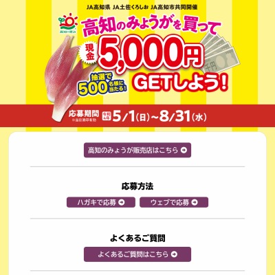 懸賞中！JA高知県 現金5,000円プレゼントキャンペーン | www.scoutlier.com